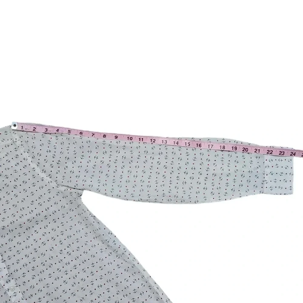 United Colors of Benetton Women’s S Button Up Ivory Anchor Print Shirt Coastal - Picture 8 of 8